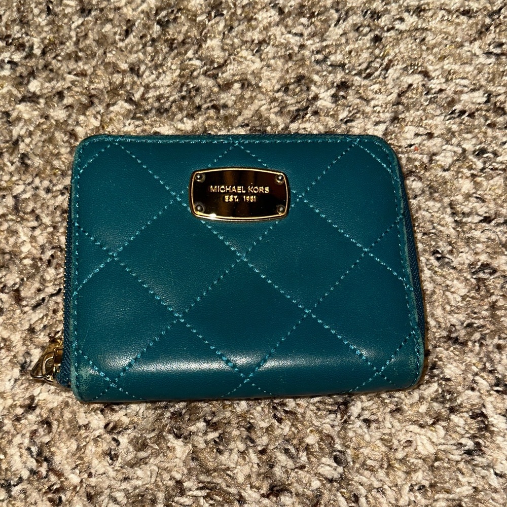 Michael Kors Teal Quilted Wallet